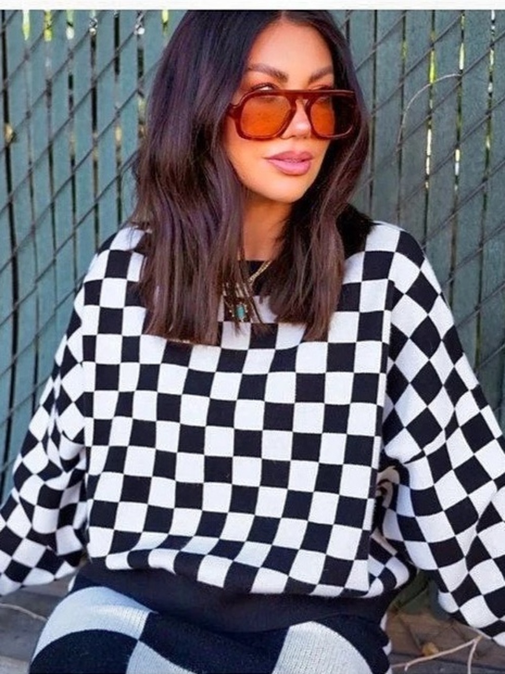 Dressed in LALA Checkerboard Sweater